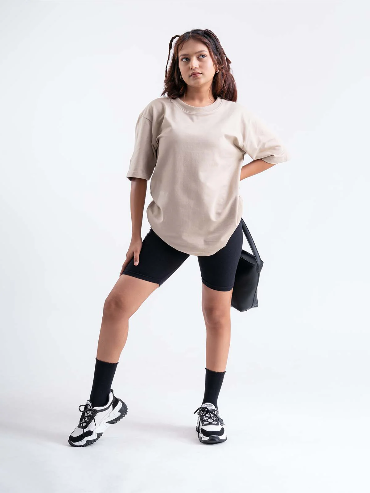 Beige Oversized Drop Shoulder T-shirt - Image 3