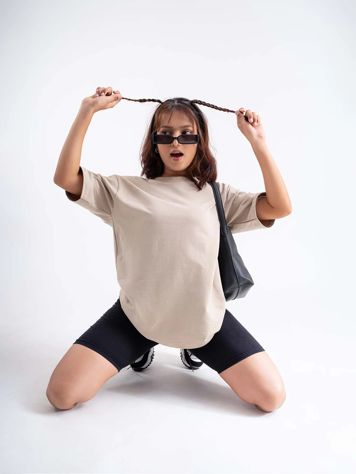 Beige Oversized Drop Shoulder T-shirt - Image 5