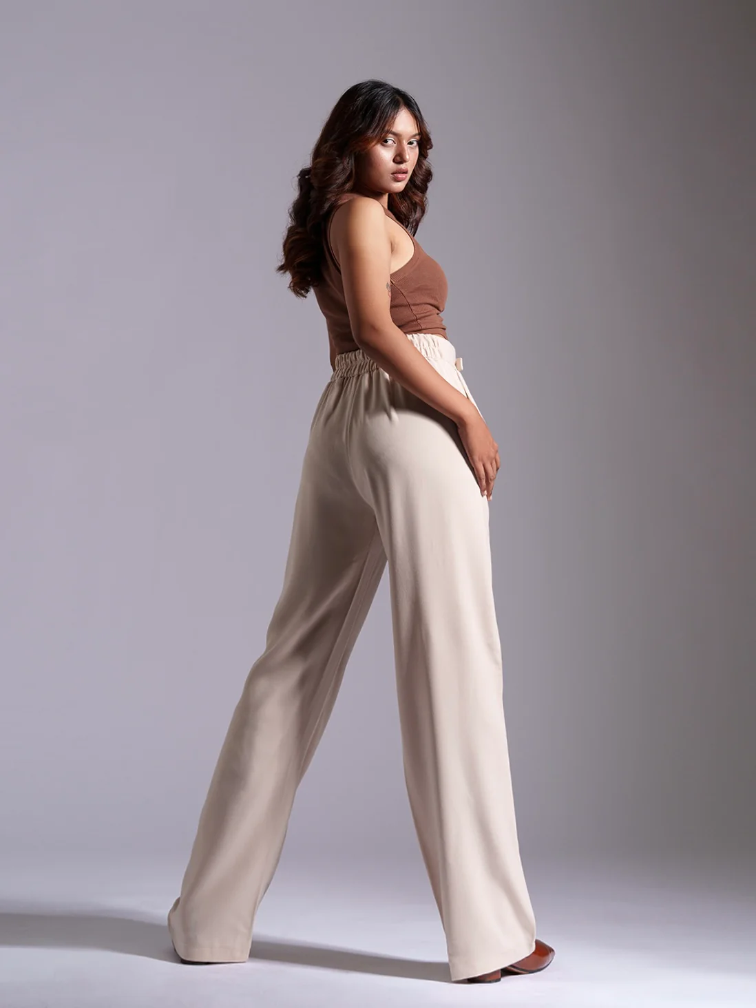 Beige Tailored Pleat Korean Pants - Image 4