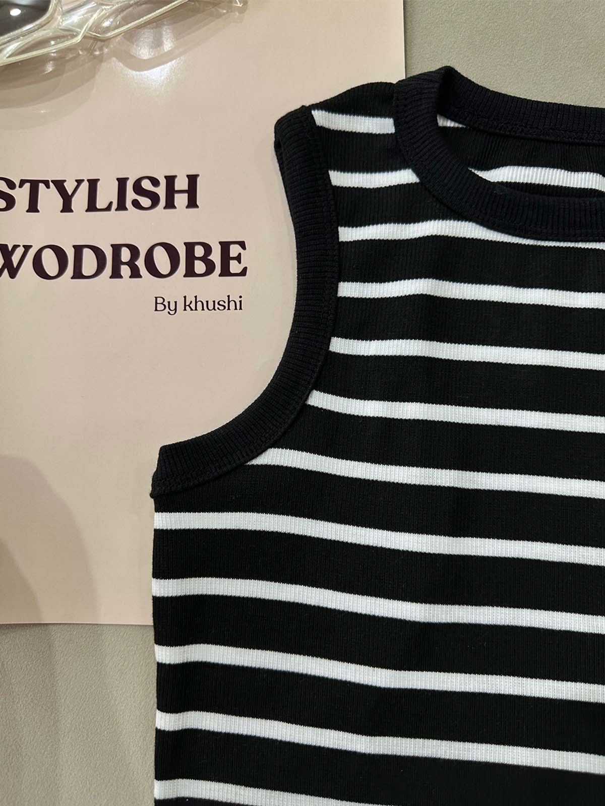 Black Dusk Striped Tank Top - Image 4