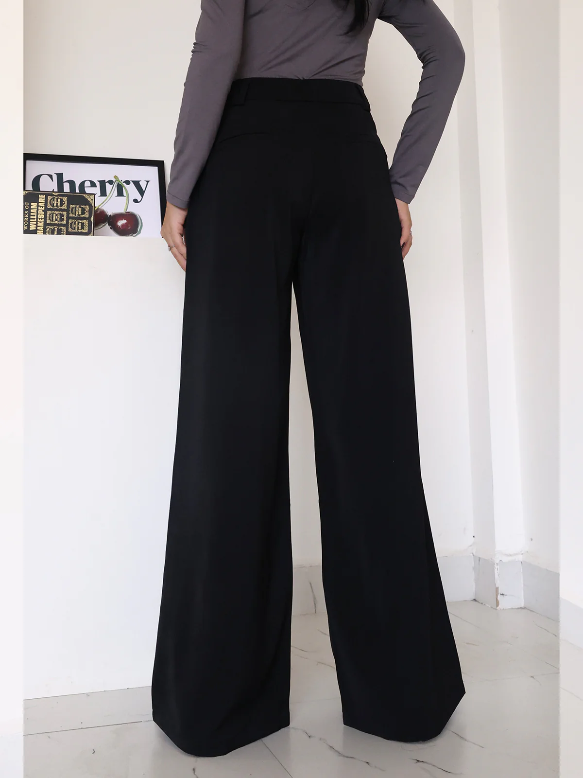 Black Wide Leg Korean Pants - Image 5