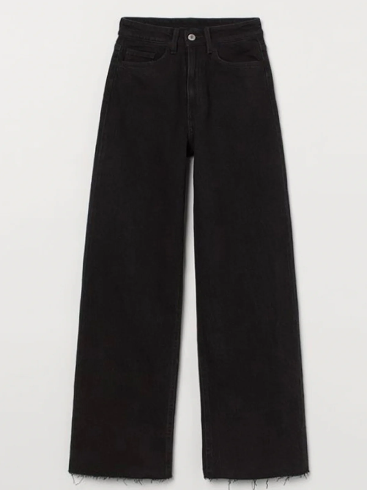 Black Raw Hem Straight Leg Jeans - Image 4