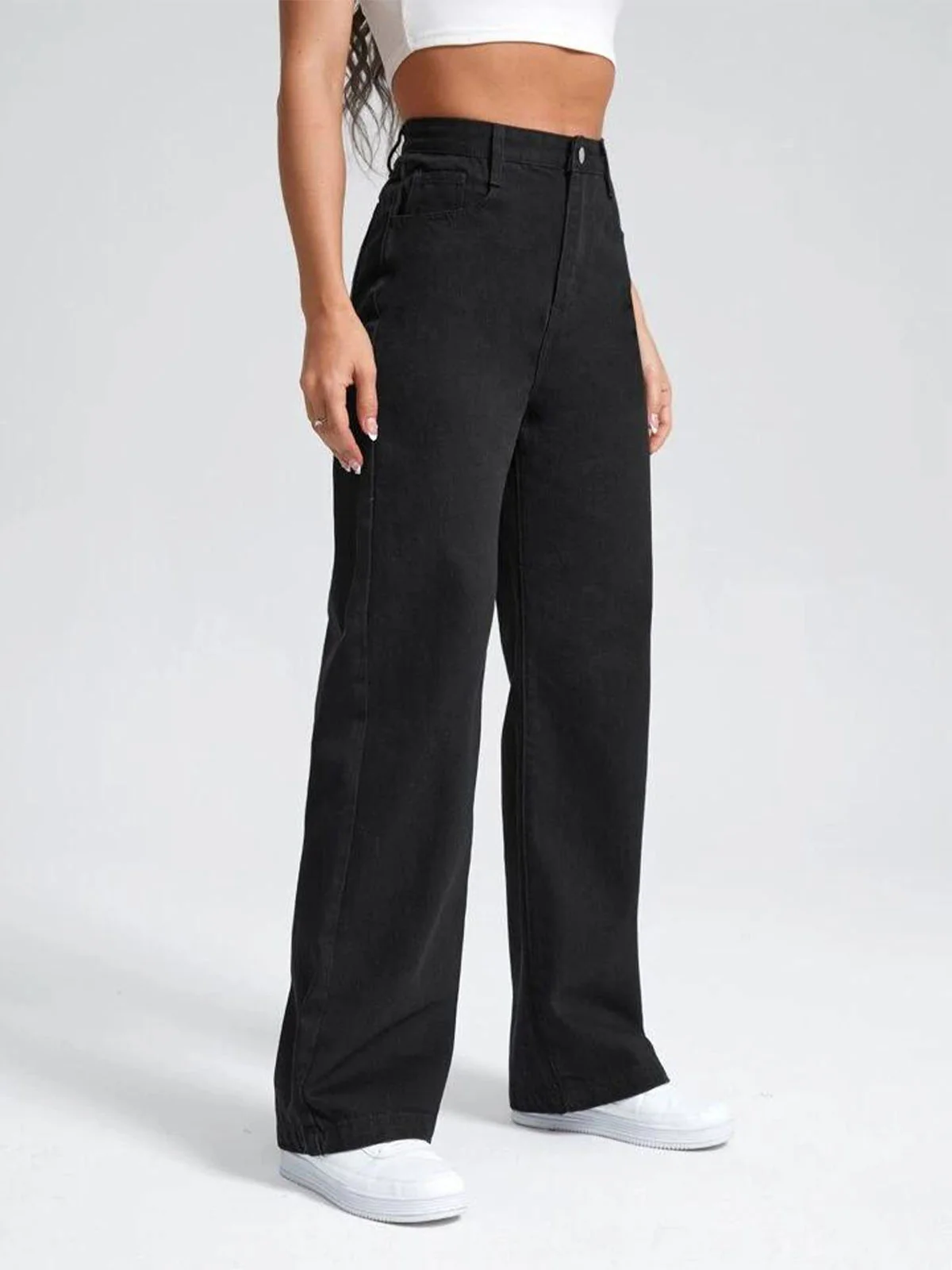 Black Straight Leg Jeans - Image 3