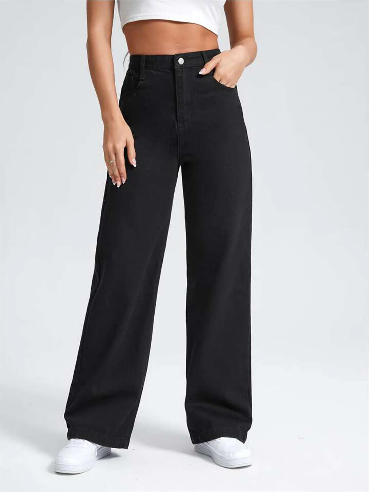 Black Straight Leg Jeans - Image 4