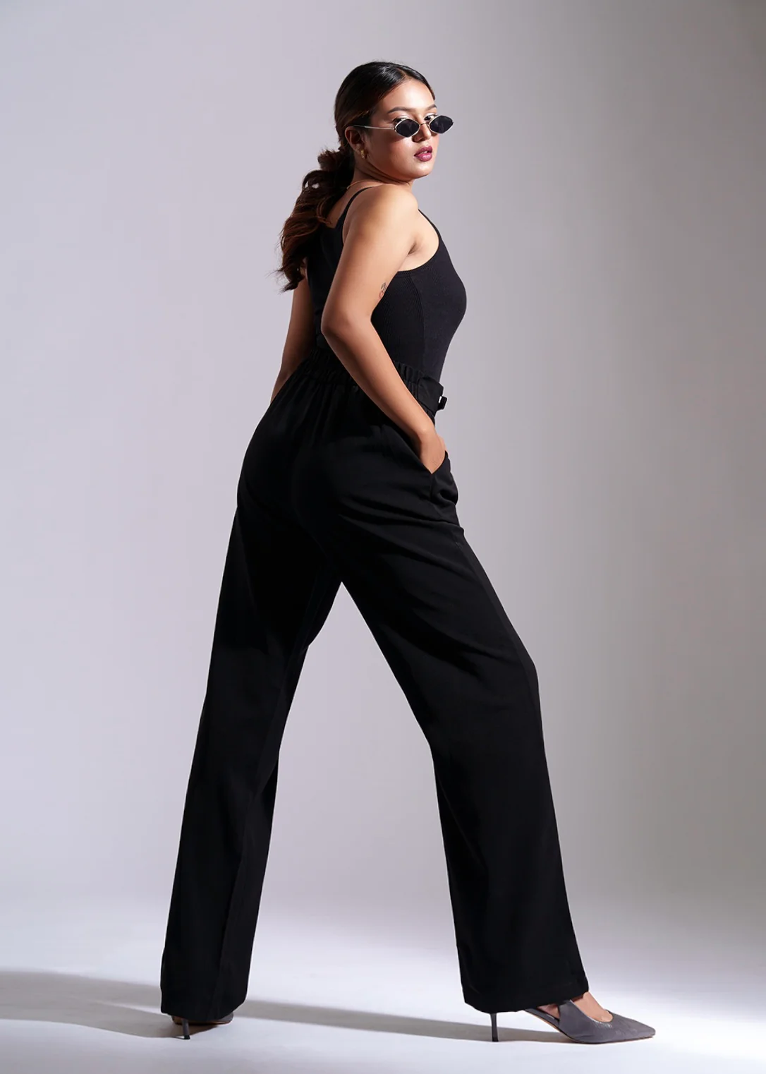 Black Tailored Pleat Korean Pants - Image 3