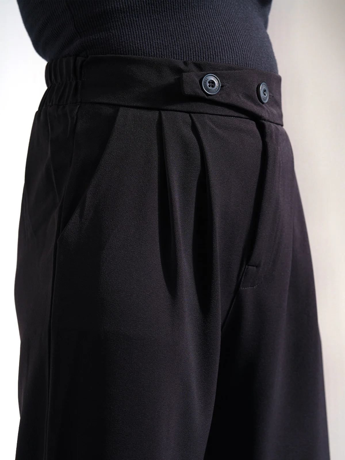 Black Tailored Pleat Korean Pants - Image 5