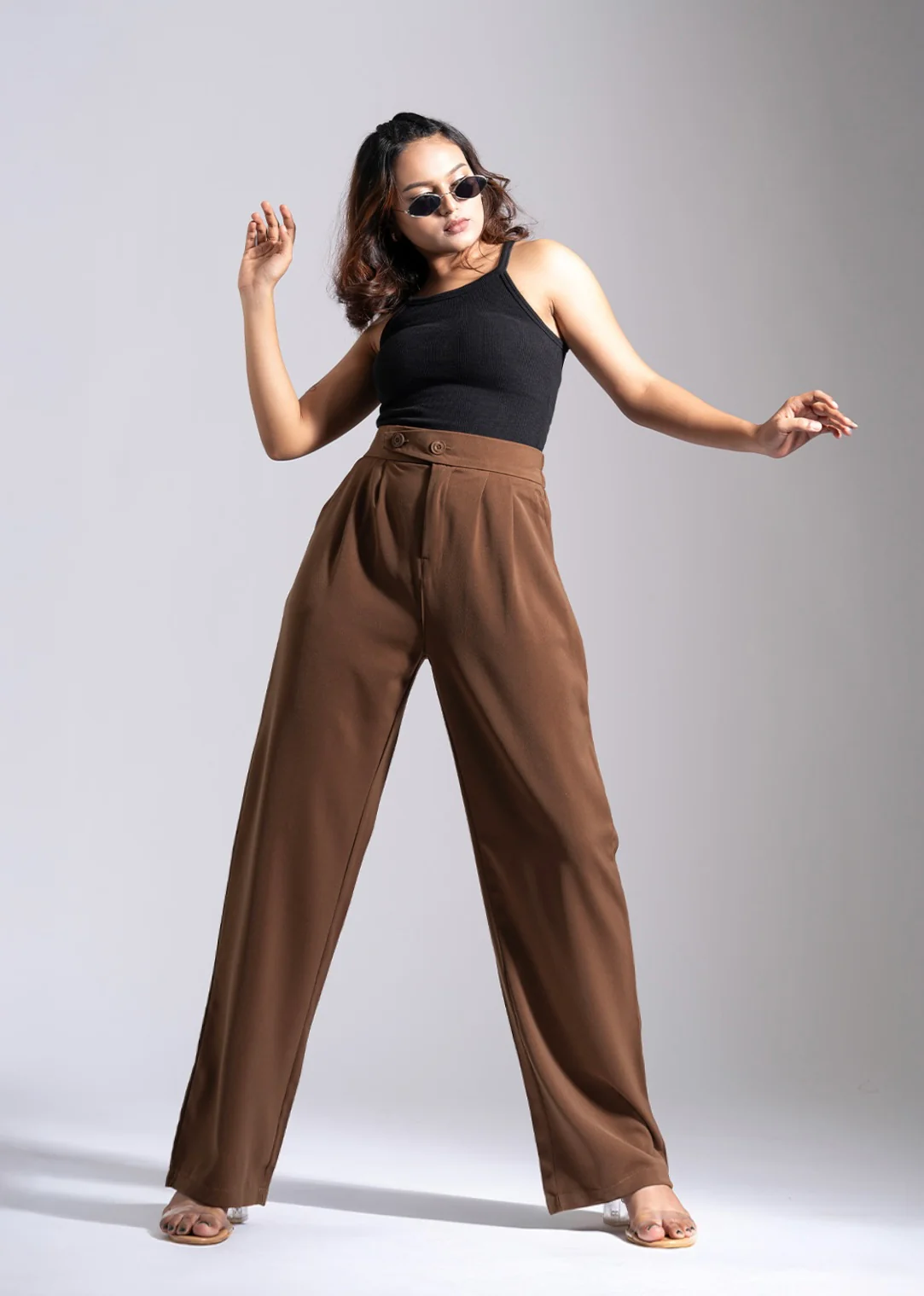 Brown Tailored Pleat Korean Pants - Image 3