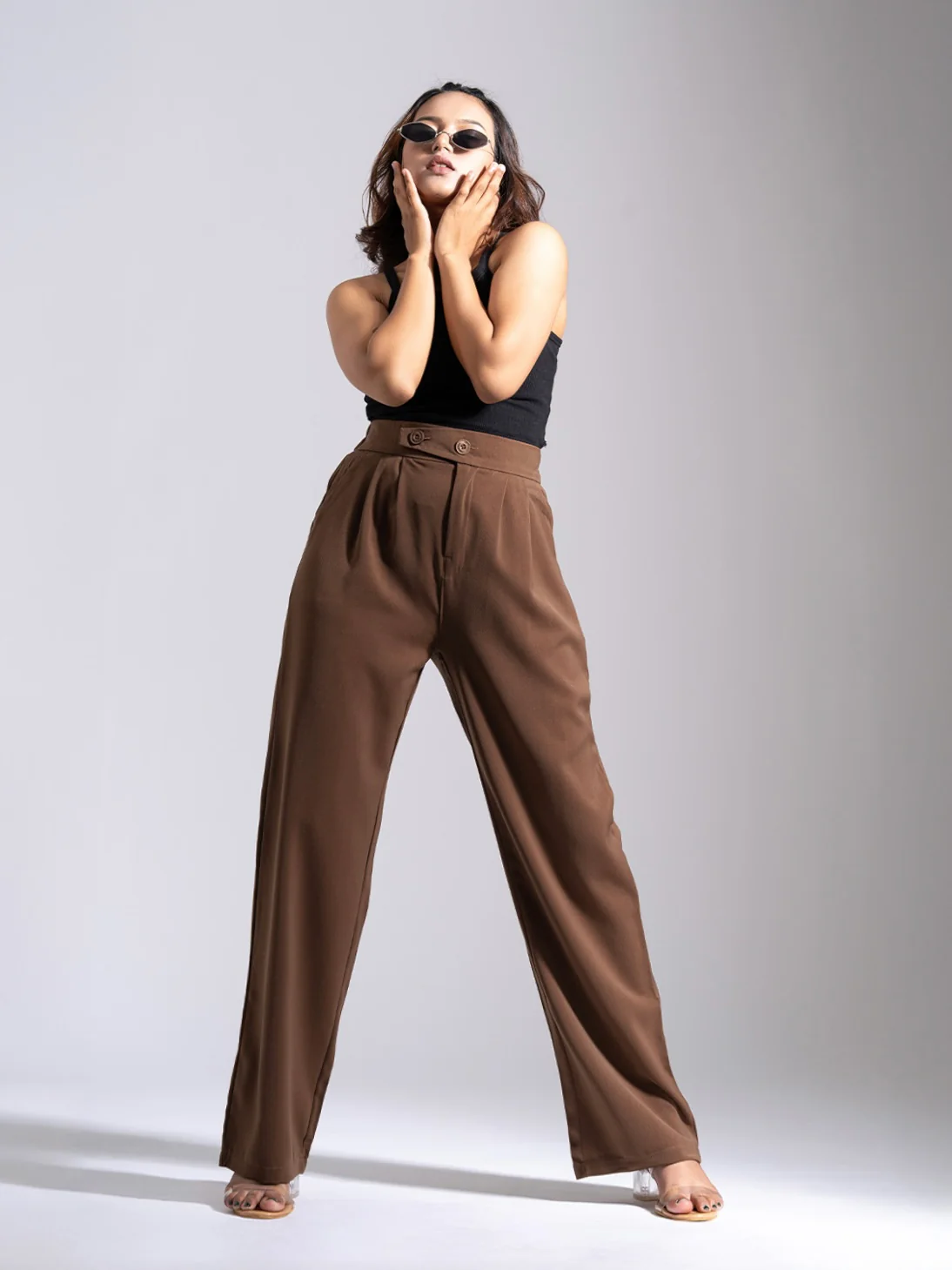 Brown Tailored Pleat Korean Pants - Image 5