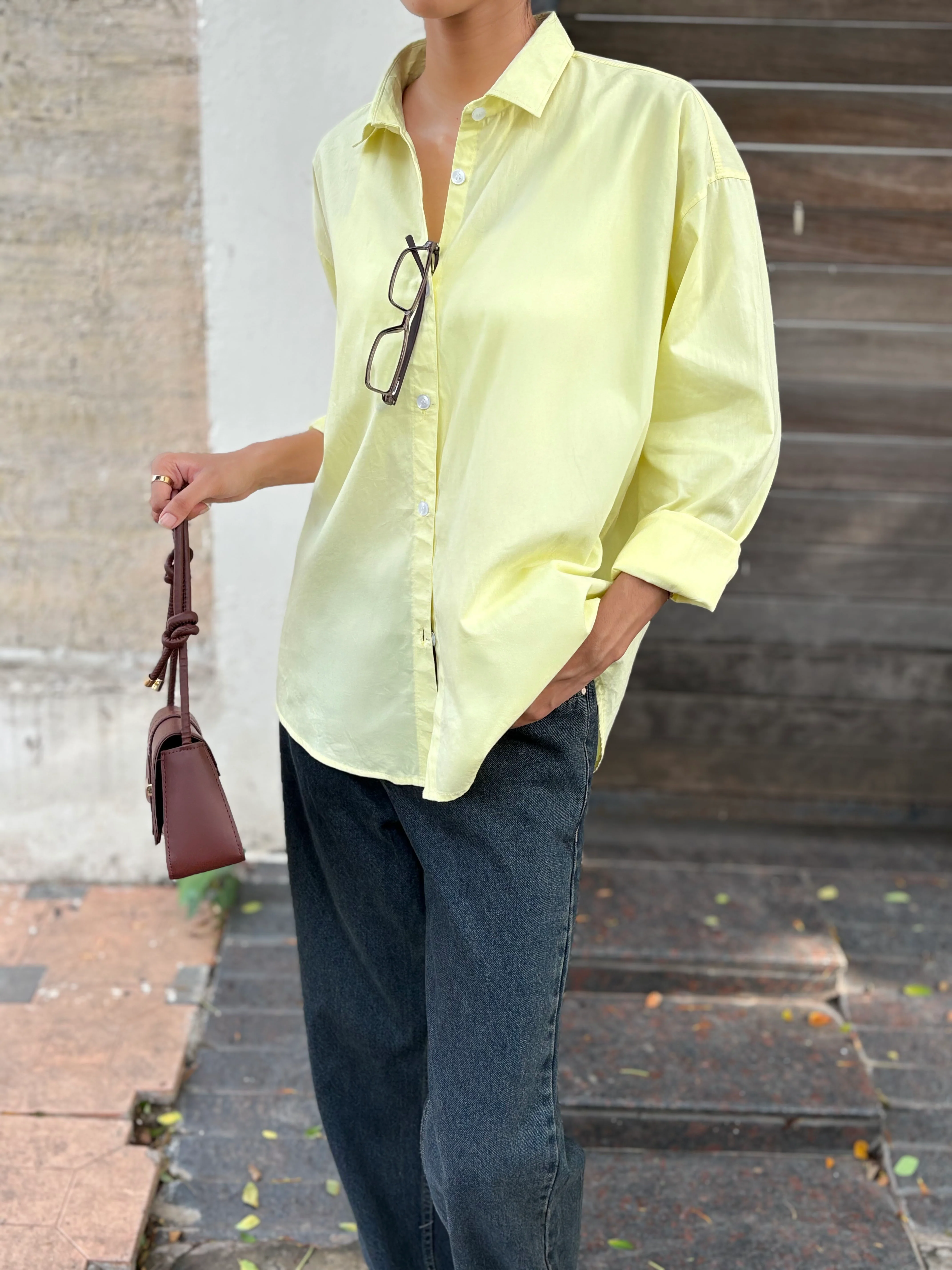 Butter Yellow Oversized Poplin Shirt - Image 3