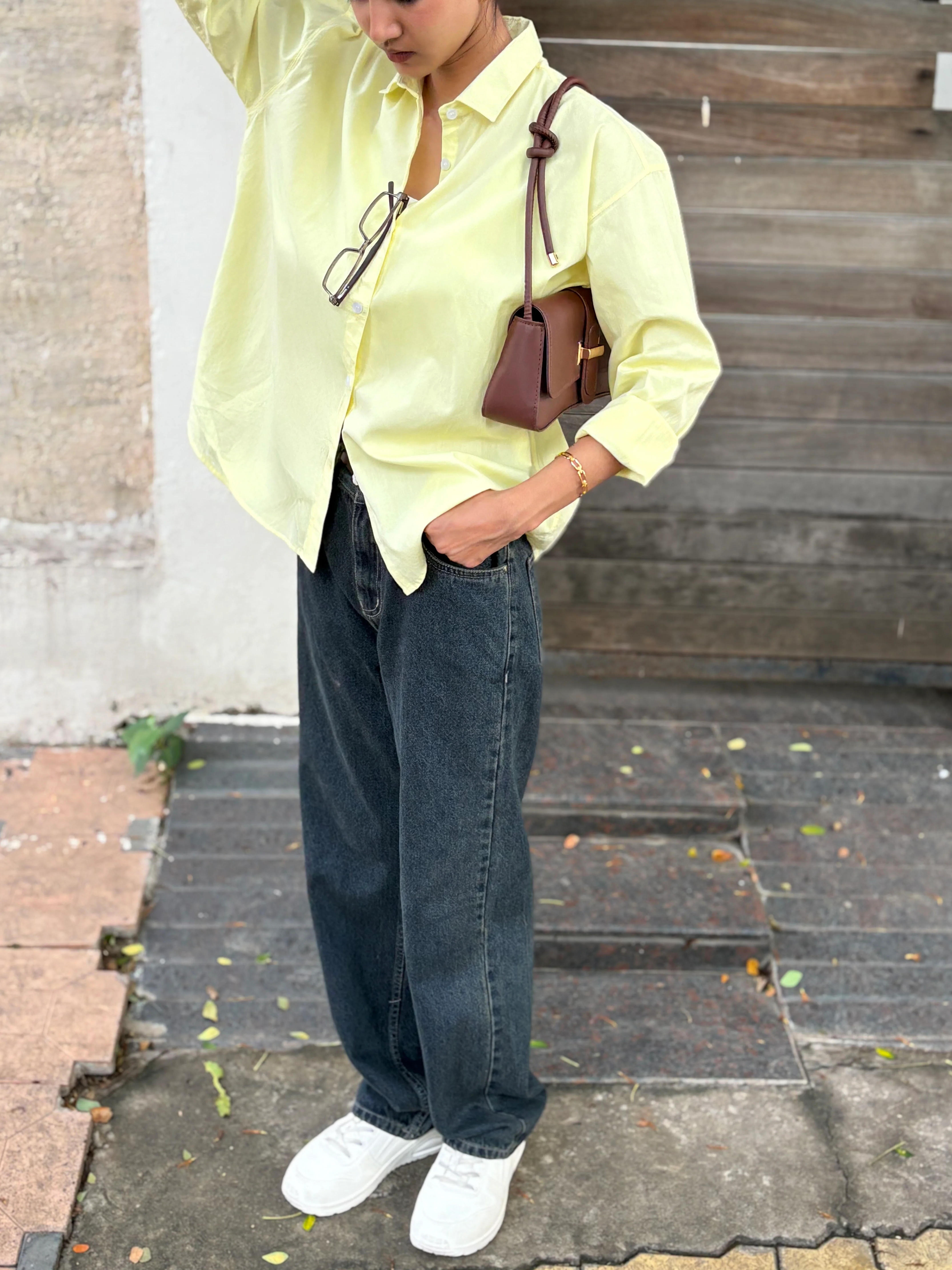 Butter Yellow Oversized Poplin Shirt - Image 4