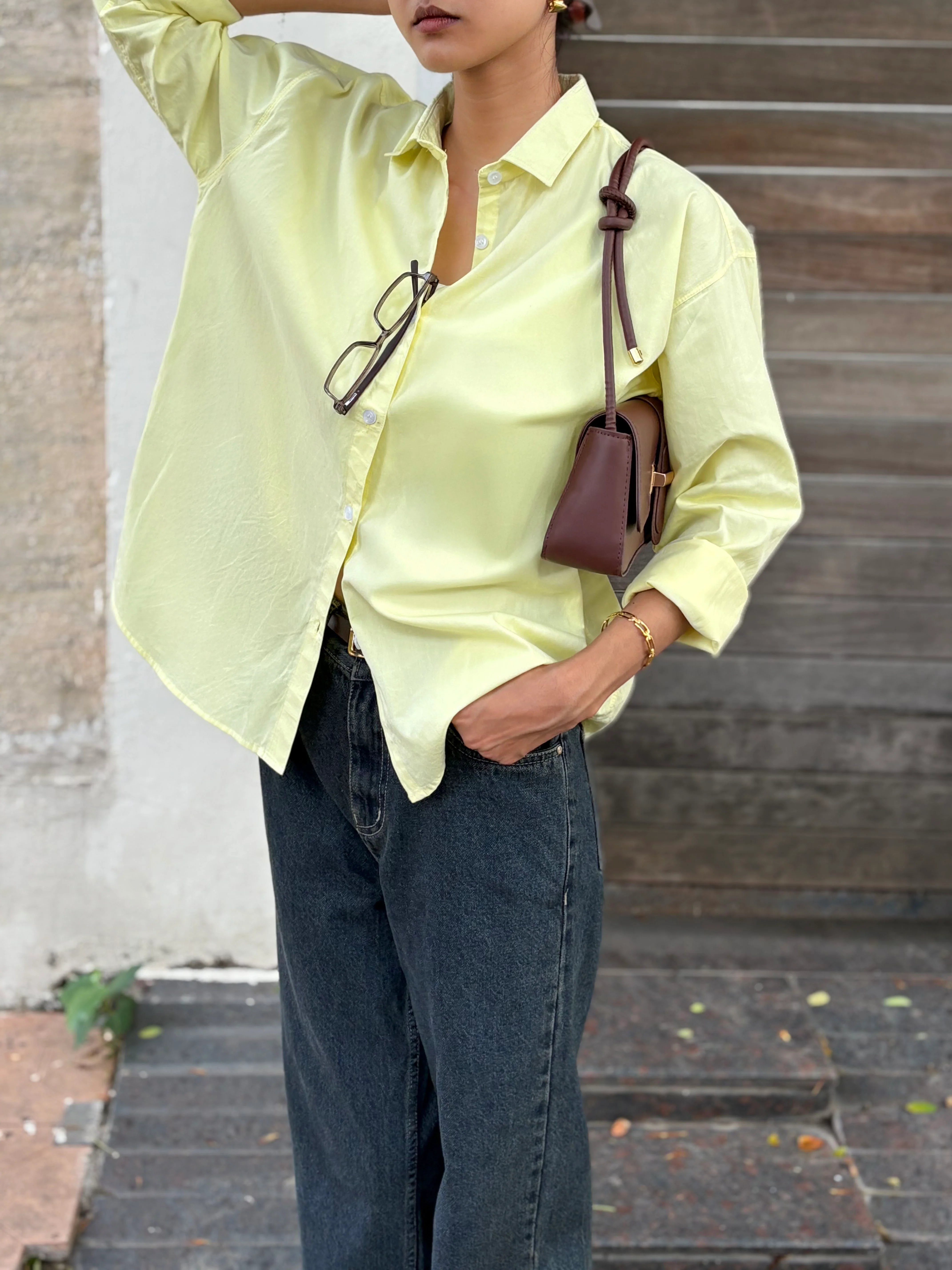 Butter Yellow Oversized Poplin Shirt - Image 5