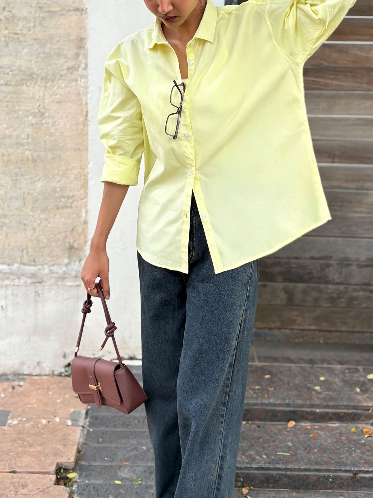 Butter Yellow Oversized Poplin Shirt - Image 6