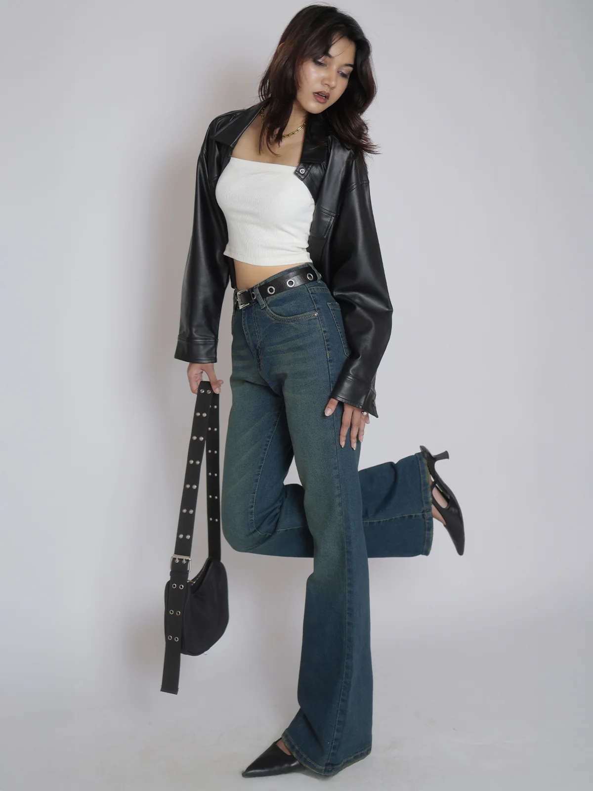 Celestial Green Tinted Y2K Bootcut Jeans - Image 3