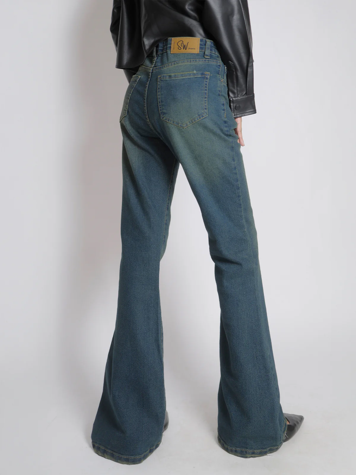 Celestial Green Tinted Y2K Bootcut Jeans - Image 4