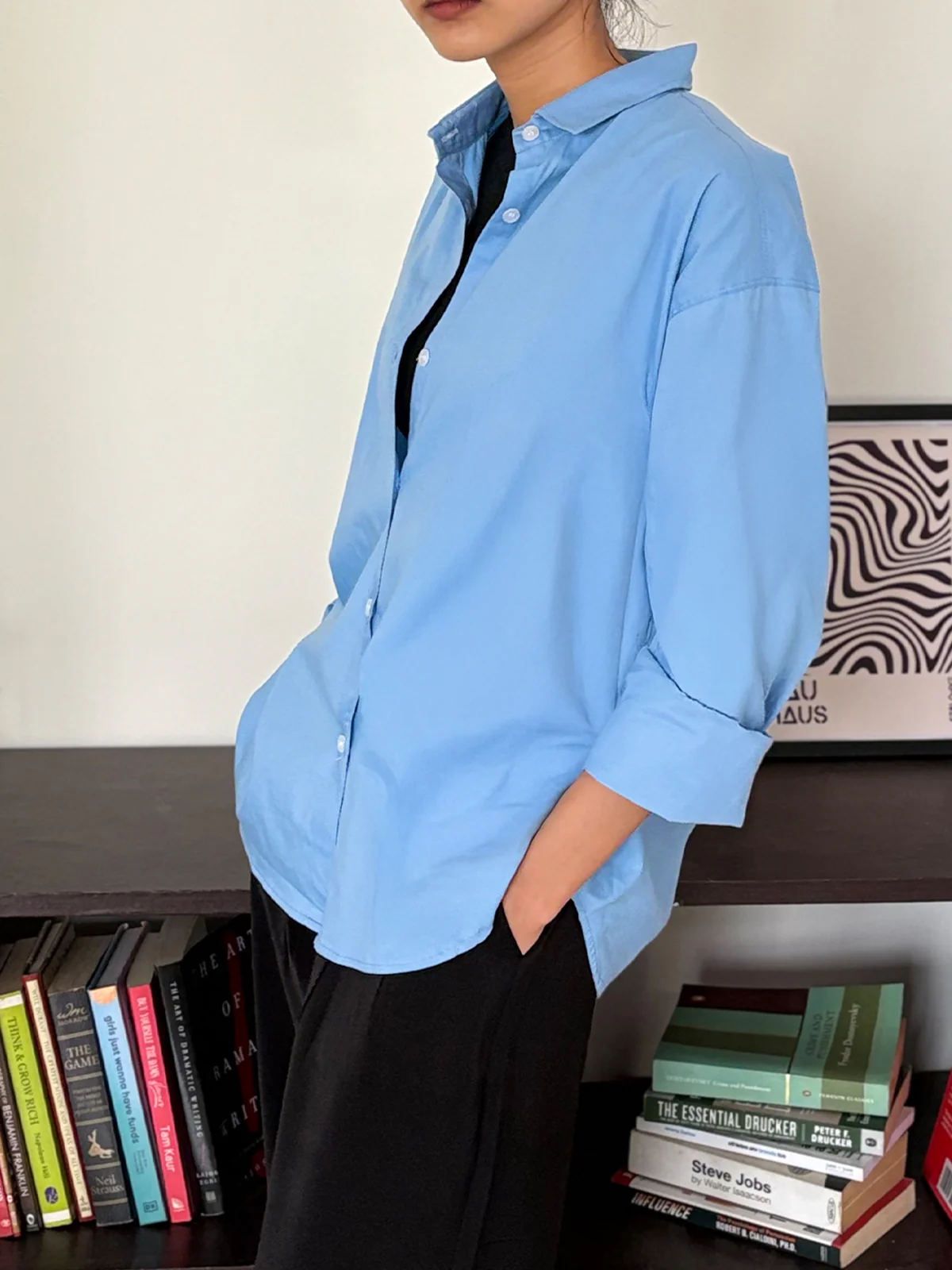 Powder Blue Oversized Poplin Shirt - Image 3