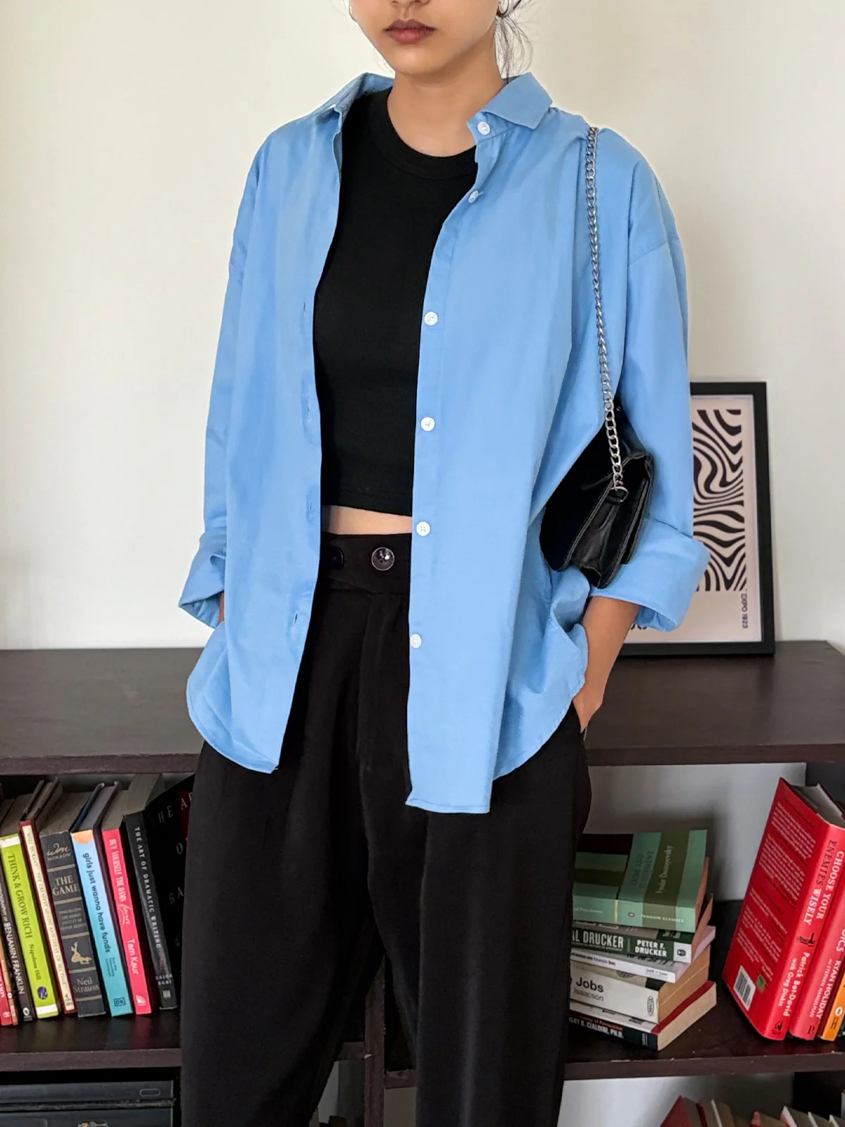 Powder Blue Oversized Poplin Shirt - Image 4