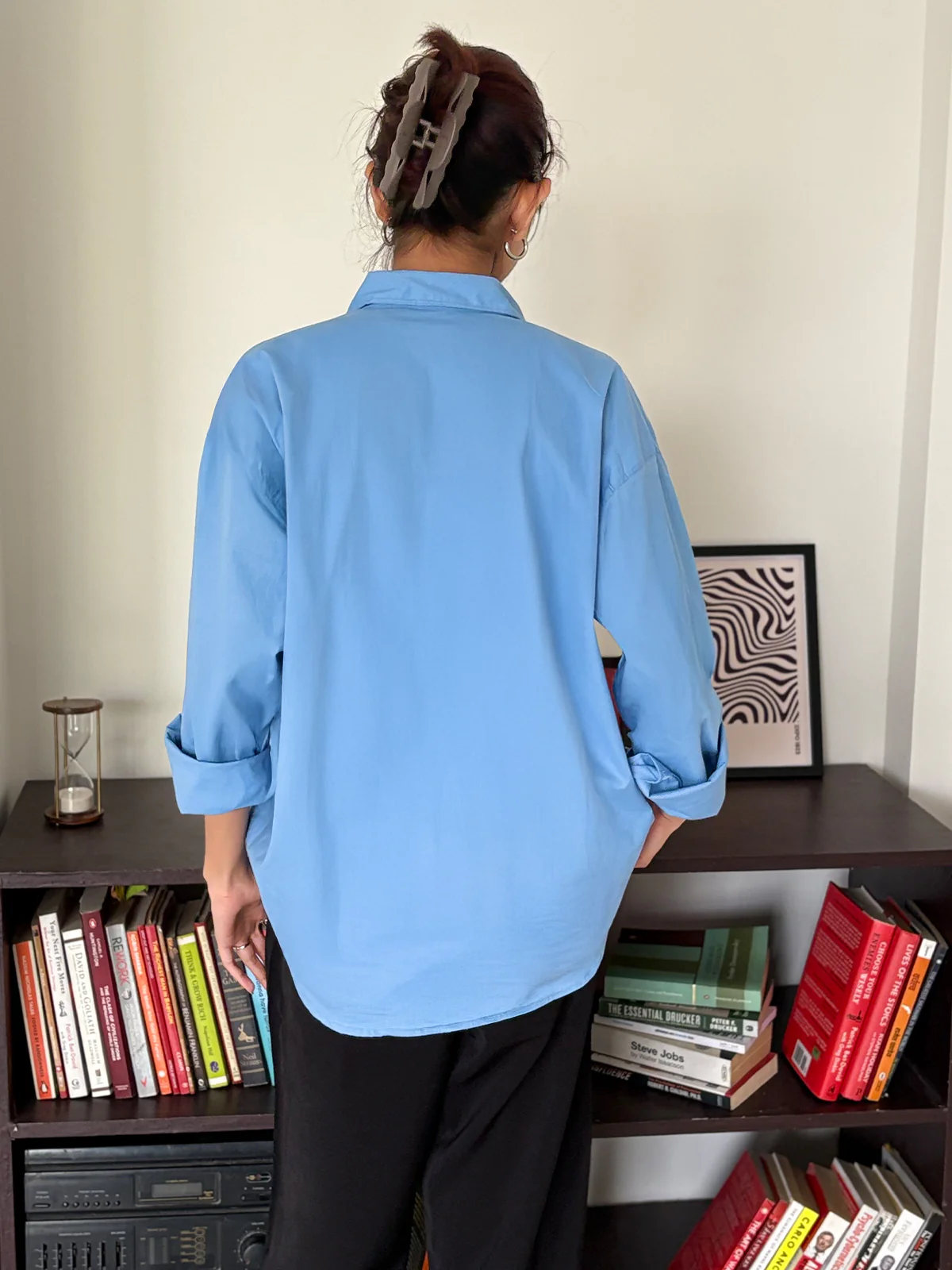 Powder Blue Oversized Poplin Shirt - Image 6