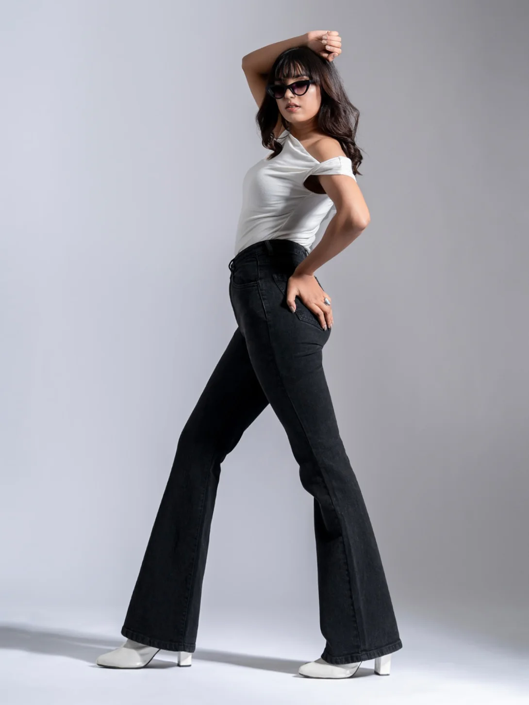 Premium Carbon Black Whisker Bootcut Jeans - Image 3