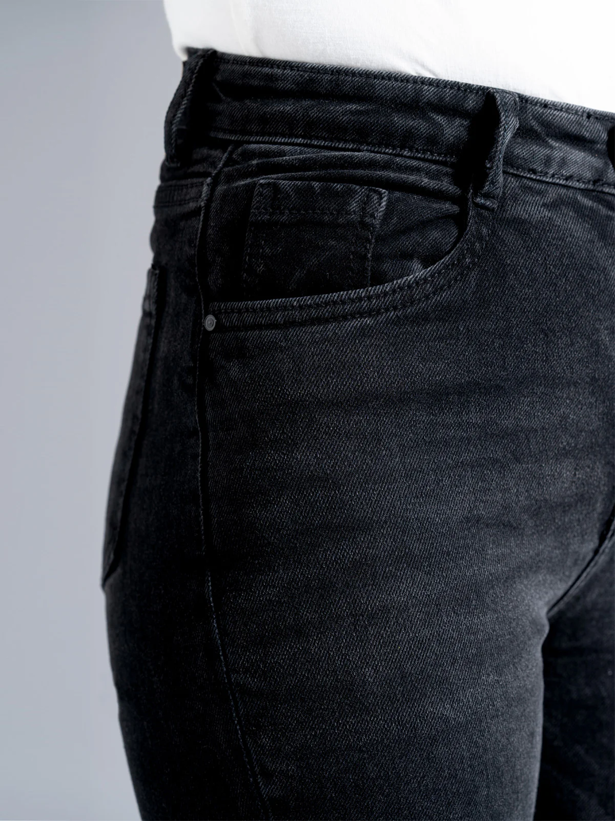 Premium Carbon Black Whisker Bootcut Jeans - Image 4