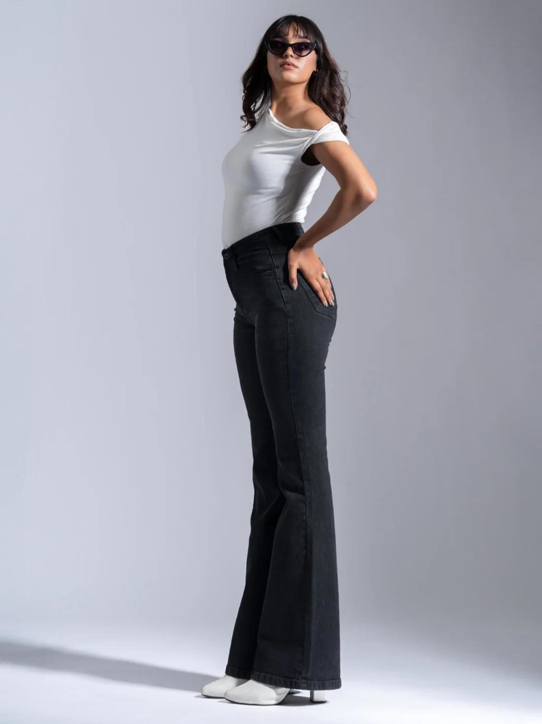 Premium Carbon Black Whisker Bootcut Jeans - Image 6