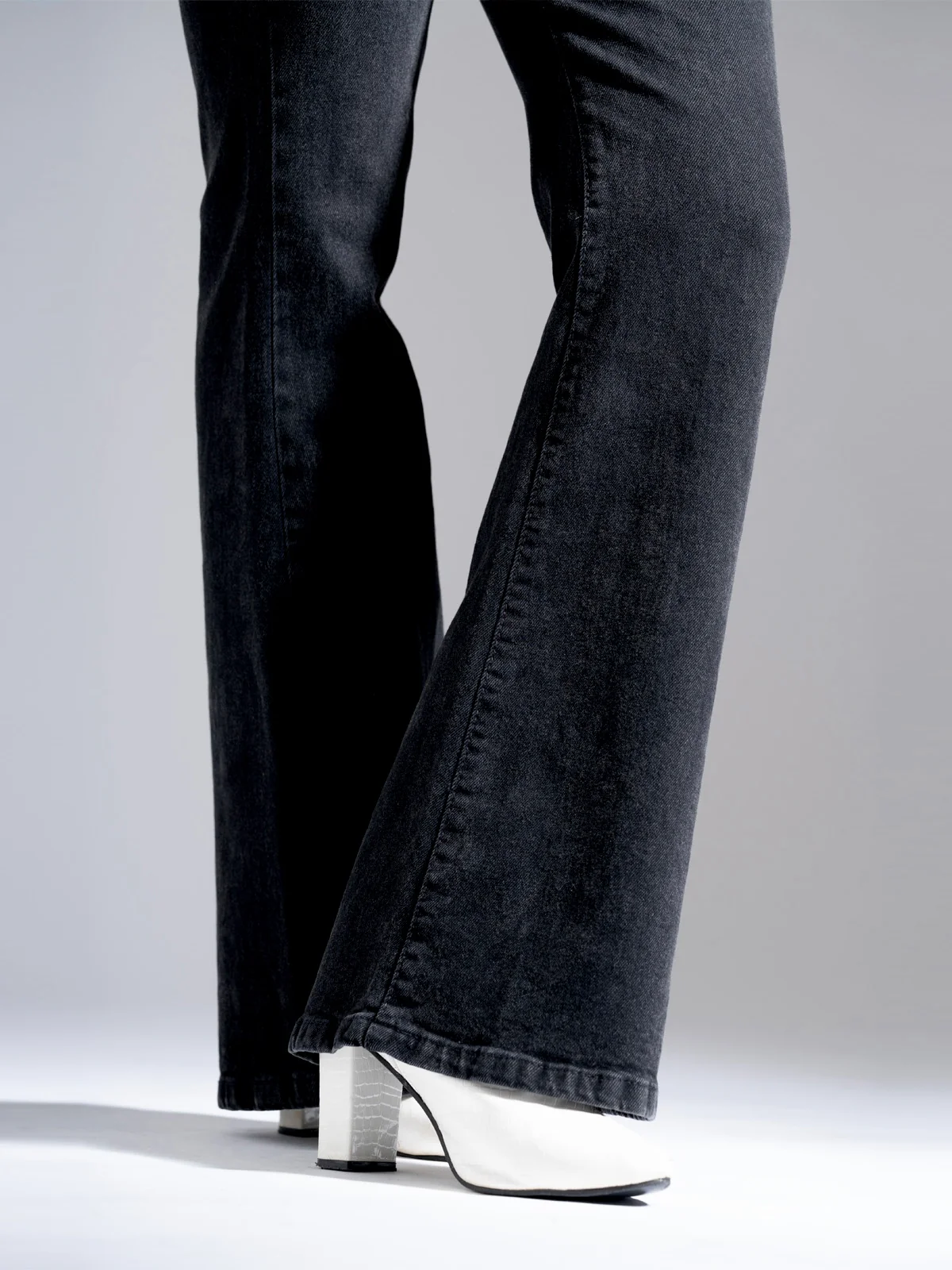 Premium Carbon Black Whisker Bootcut Jeans - Image 8