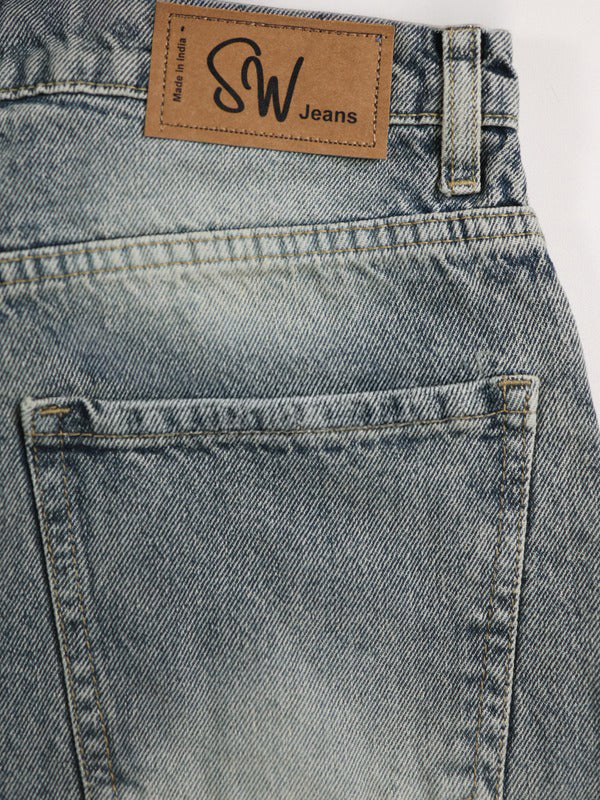 Smoke Blue Washed Wide Leg Jeans - Image 6