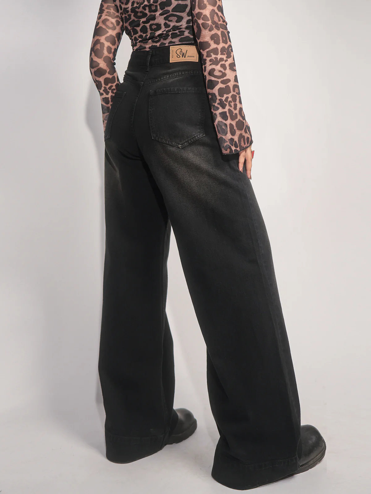 Starry Black Tinted Wide leg Jeans - Image 4