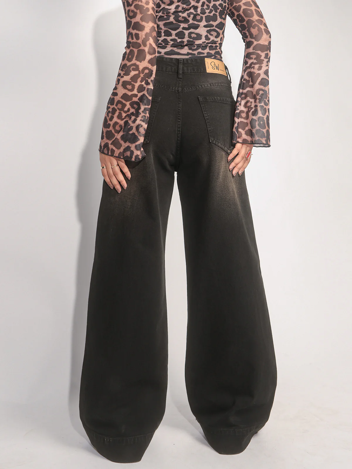 Starry Black Tinted Wide leg Jeans - Image 6