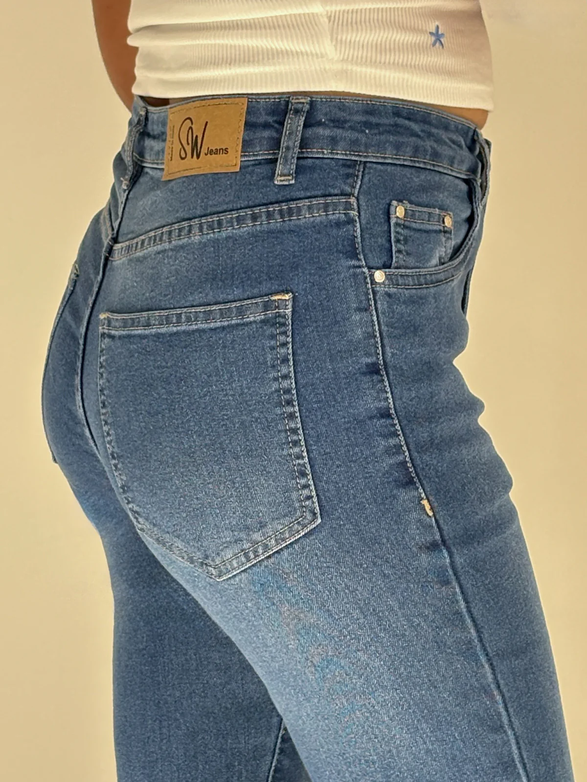 Classic Stone Blue Washed Bootcut Jeans - Image 4