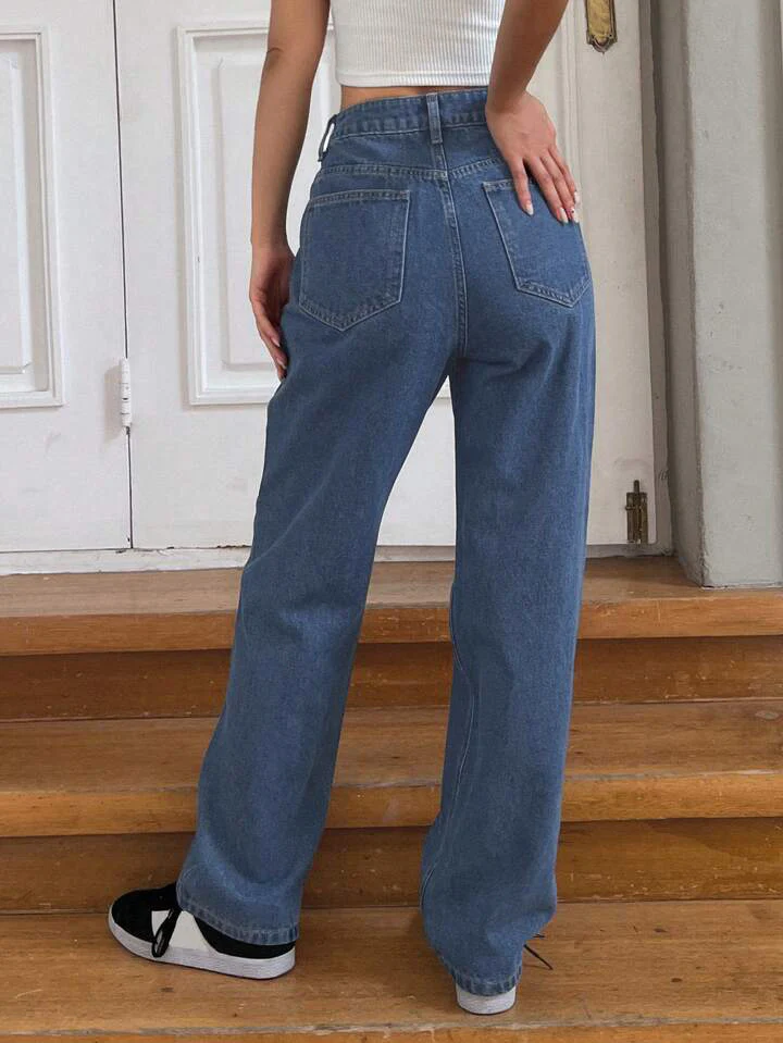 Stone Blue Straight Leg Jeans - Image 4
